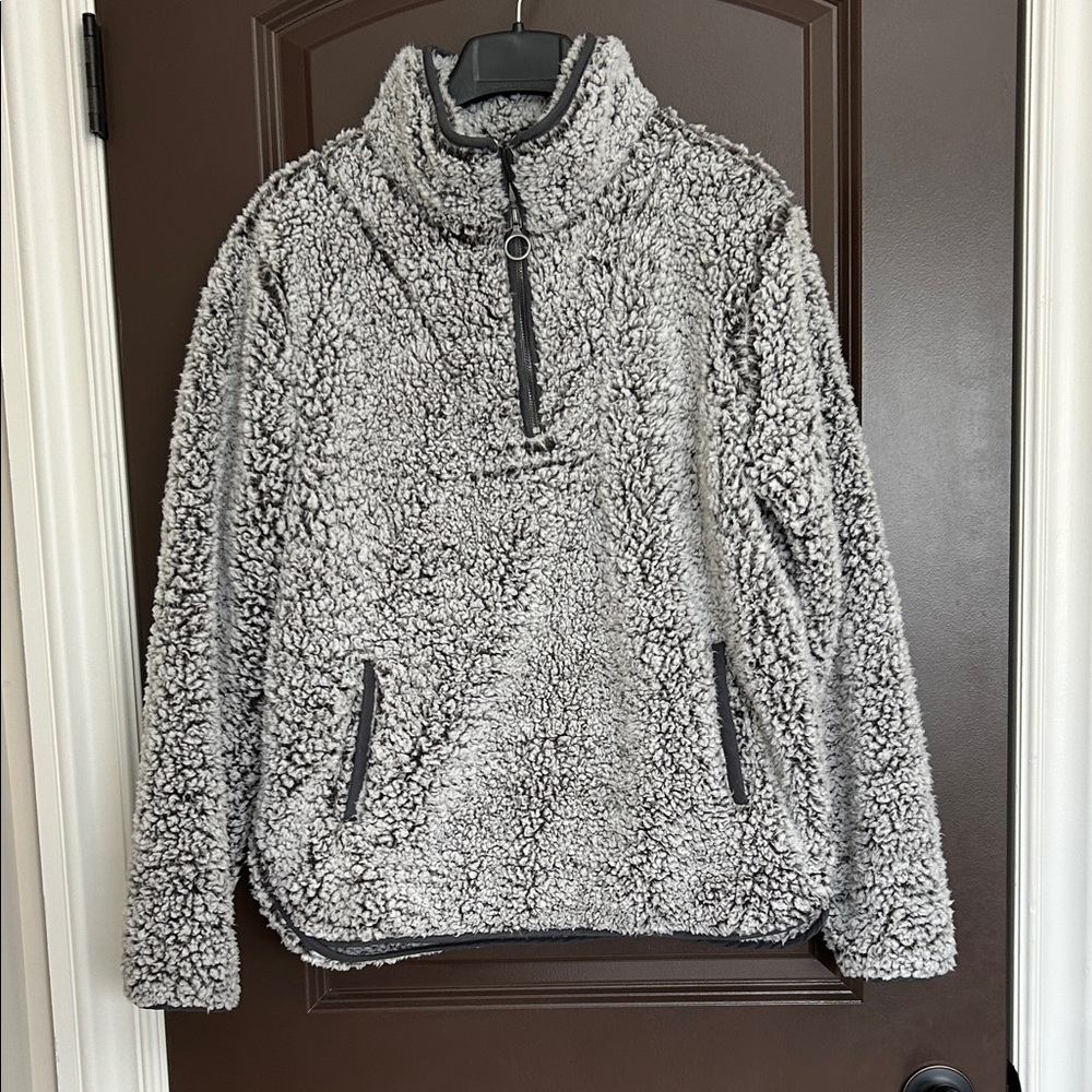 Thread & Supply Charcoal Sherpa Pullover Jacket | Half-Zip | Size M